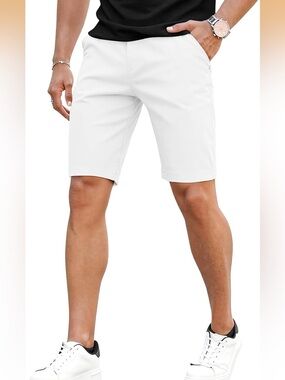 Shorts 9 Inch Slim Fit Stretch Skinny Chinos Tapered White 28. 2387/bb11-1